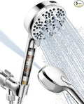 Filtered Shower Head with Handheld, BOWGER 6 Modes High Pressure Shower Heads with Power Wash Mode and Hard Water Filter, Detachable Hand Held Showerhead Set with Extra Long Hose, Chrome