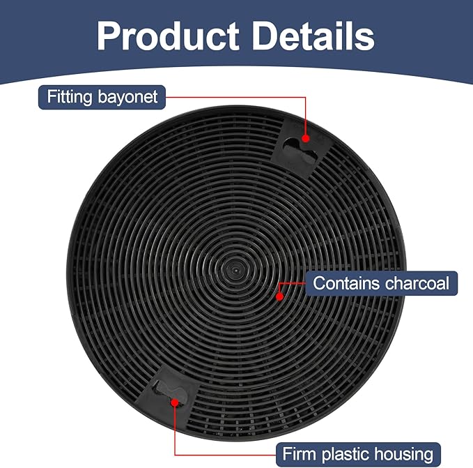 W10272068 Range Hood Charcoal Filter (2 Pack) 7.625 in Compatible with Whirlpool Kitchenaid Samsung Stove Hood, Kitchen Hood Filters Replace 1550120 81550120 AH2367296 EA2367296 PS2367296