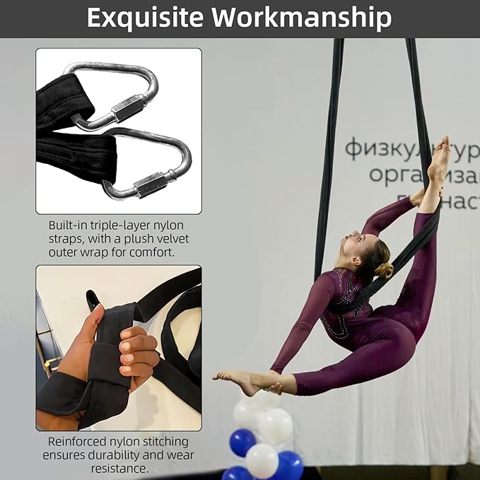 PRIOR FITNESS Aerial Yoga Straps 2m/6.6ft - Heavy Duty Circus Loops for Trapeze & Acrobatics[2 Pack],1850kg Load Capacity Medical-Grade Nylon-FlexoryFit