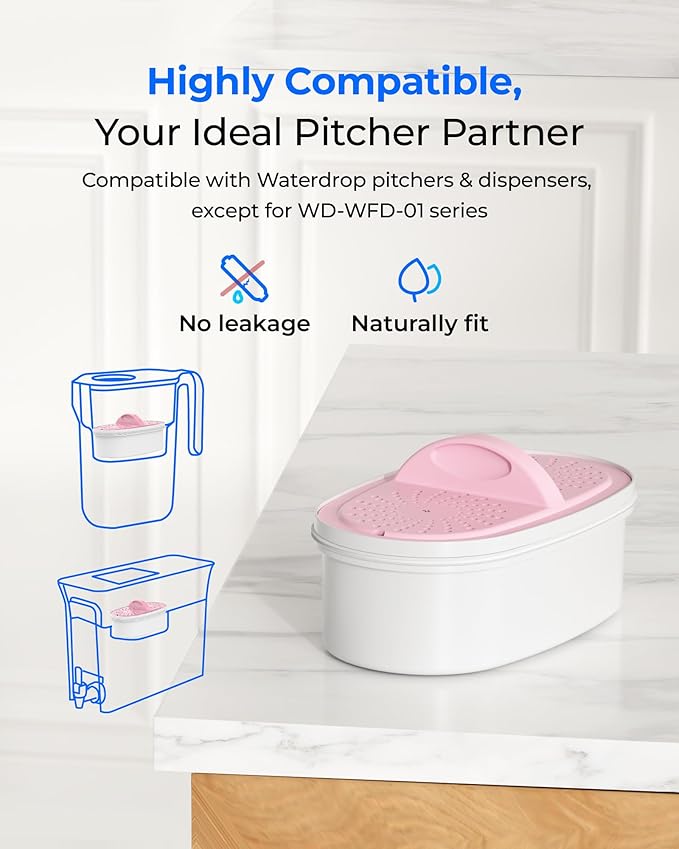 [Original] Waterdrop Magnesium Replacement Filters for All Waterdrop Pitcher and Dispenser, Reduces Chlorine, Odors, Improved Coffee Taste, Last Up to 2 Months or 100 Gallons (1 Pack)