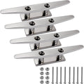 SHENGHUISS Boat Cleat 316 Stainless Steel Open Base Boat Dock Cleats with Fasteners, Marine Grade Rope Cleat for Boat, Dock, Deck, Kayak, Yacht, Nautical Decor (4"/5"/6"/8"/10")