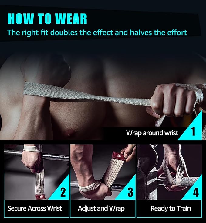 HiRui Cotton Lifting Wrist Straps (Pair) for Weightlifting Powerlifting Bodybuilding Strength Training | Wrist Support Wraps for Enhanced Grip & Stability - Soft & Durable, 13 inch Fits All-FlexoryFit
