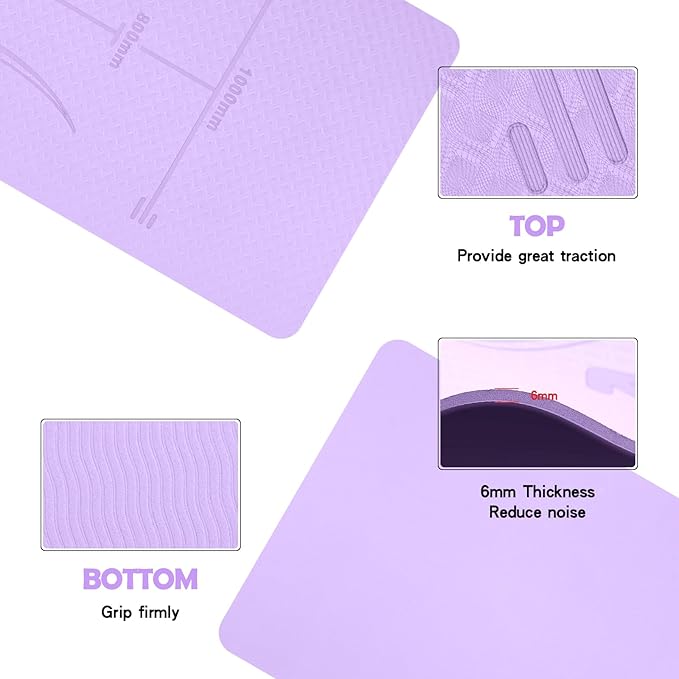 Exercise Equipment Mat for Ab Roller Wheel, Non Slip Abdominal Knee Mat, 6mm Thick Home Gym Floor Pad for Yoga, Pilates, Skipping, 72"L X 24"W X 0.24"Th, TPE-FlexoryFit