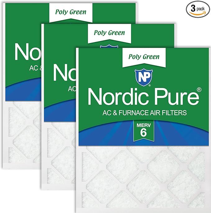 Nordic Pure 16x25x1 Poly Green MERV 6 AC Furnace Air Filters – Reduces Dust by NordicPure
