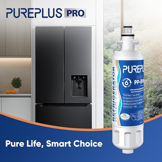 PUREPLUS LT700P NSF 53&42 Certified Replacement for LG ADQ36006101 Kenmore 469690, ADQ36006102, LFXS30766S, LFX28968ST, LFX31925ST, LFX31945ST, LT120F Refrigerator Water and Air Filter Combo, 2Pack