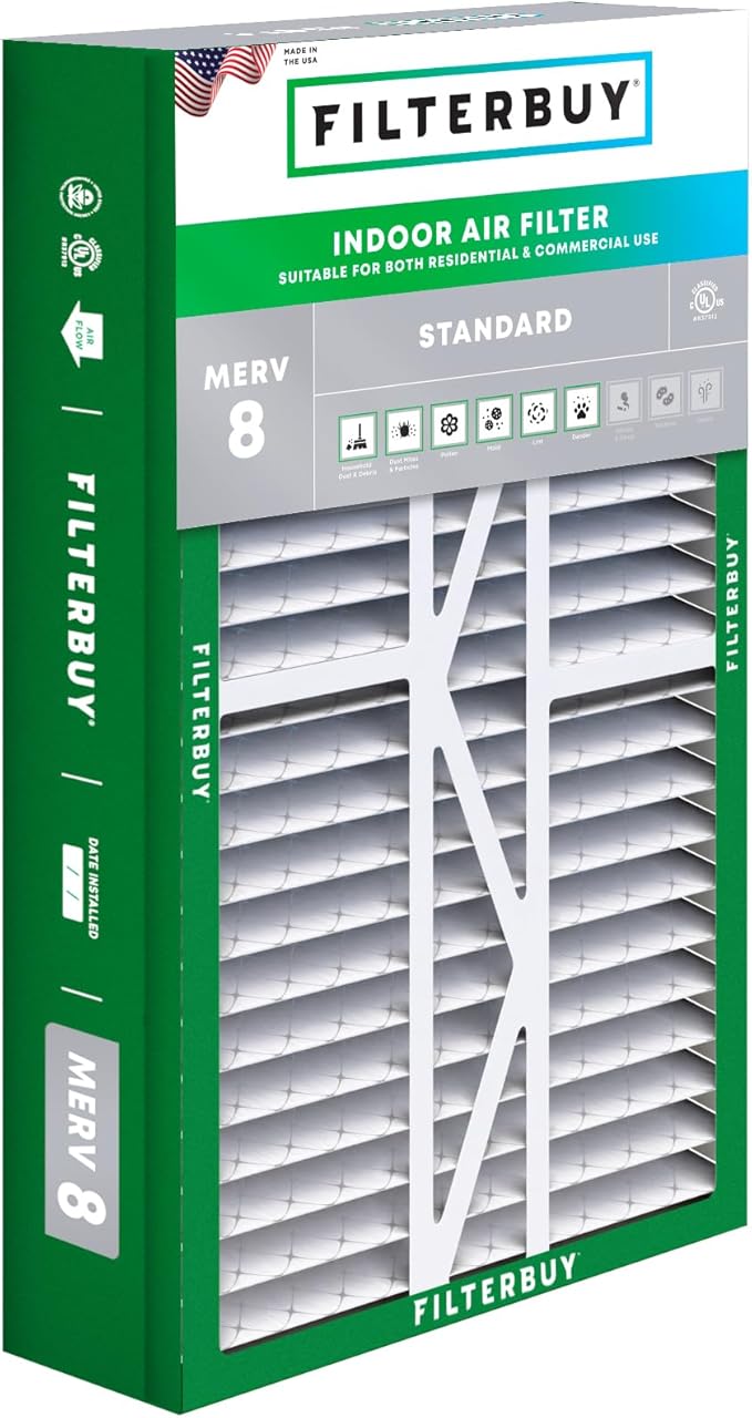 Filterbuy 17.5x27x5 Air Filter MERV 8 (MPR 700) Dust Defense Replacement (1-Pack), Pleated HVAC AC Furnace Filters for Trane Perfect Fit & American Standard (Actual Size: 17.13 x 26.13 x 4.97)