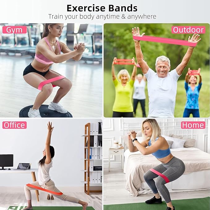 Resistance Bands Legs Hip Stretching Workout Elastic Rubber Loop with Exercise Fitness Guidance Men Women Yoga Pilates Gear Come with Carry Bag-FlexoryFit