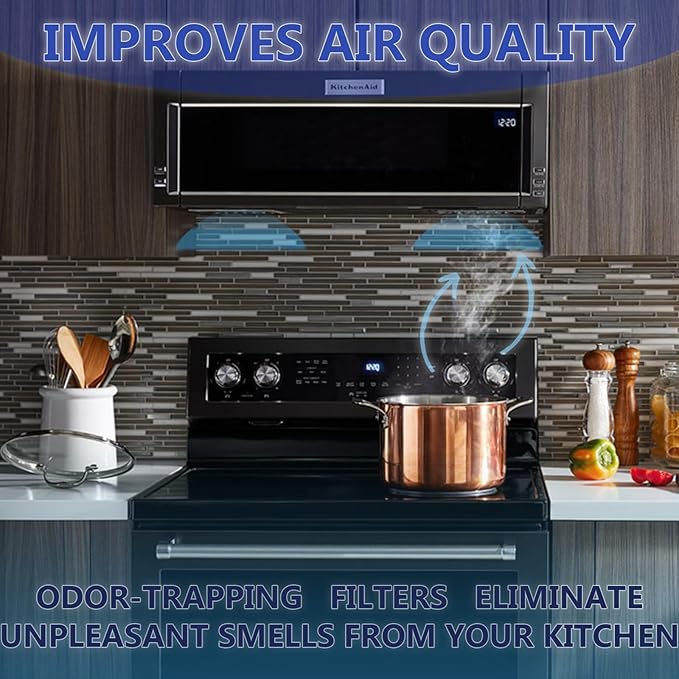 Replacement Charcoal Air Filters for Over-the-Range Microwave Hood Vents - Compatible With KitchenAid and Whirlpool Models, Made in USA – 2 Pack