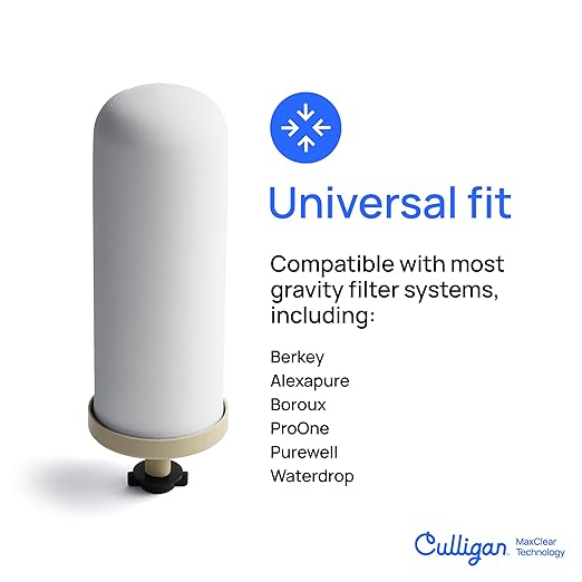 Culligan with MaxClear Technology 3 Gallon Gravity Water Filter System, Brushed Countertop Ceramic Water Filter Dispenser NSF/ANSI Certified to Reduce Lead, Microplastics & Total PFAS, with 6 Filters