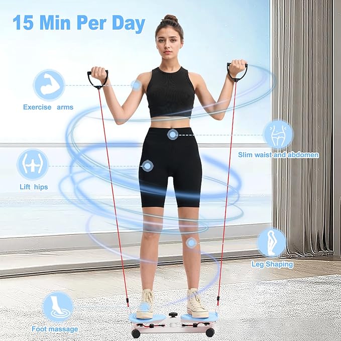 HOTSWEAT Waist Twister, Exercise Twist Boards Twisting Waist Machine for Women Belly Fat, Noiseless Ab Twister Machine with Resistance Bands, Waist Sculptor for Home Gym-FlexoryFit