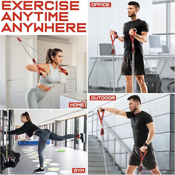 WALITO Resistance Bands Set - Exercise Bands with Handles, Door Anchor, Legs Ankle Straps, for Heavy Resistance Training, Physical Therapy, Muscle Training, Yoga, Home Workouts-FlexoryFit