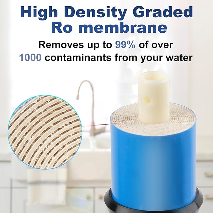 Reverse Osmosis Membrane 400 GPD 3013-400 RO Drinking Water Filter Replacement Fits Standard for Under Sink RO Drinking Water Filter Filtration Purifier System