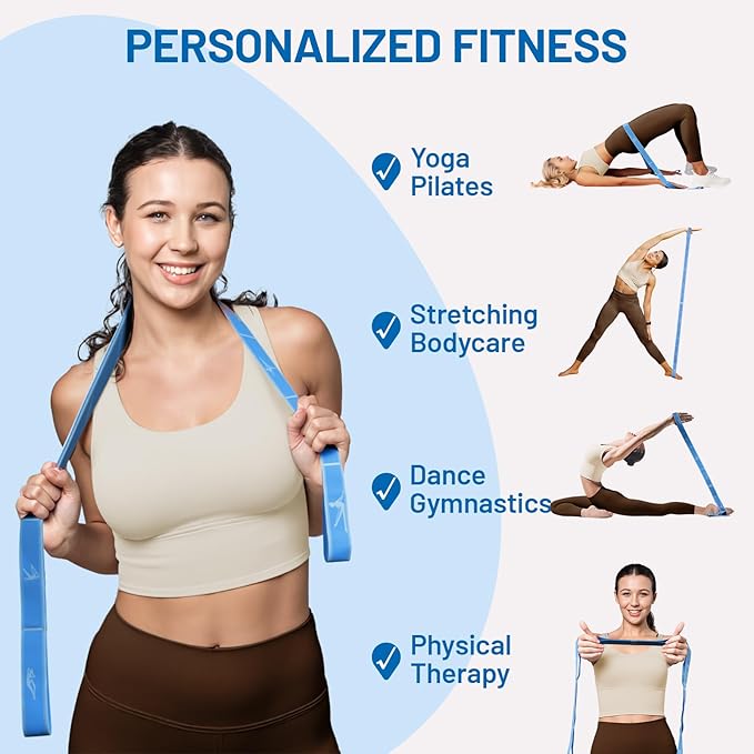Slim Panda Stretch Strap, Dance Stretch Bands Flexibility, Elastic Yoga Stretching Strap with 9 Loops for Physical Therapy, Pilates, Yoga, Ballet, Gymnastics Stretching Bands for Exercise-FlexoryFit