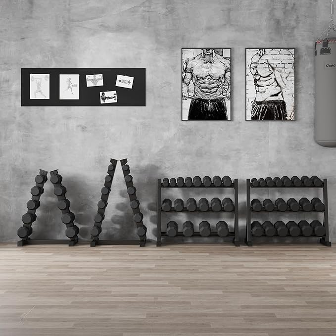Rubber Coated Hex Dumbbell Weight Set, Multiple Sizes Exercise & Fitness Dumbbells,100LB Set,110LB Set,200LB,350LB,450LB,550LB, 35-50Lbs Pairs for Muscle Toning, Strength Building & Full Body Workout-FlexoryFit