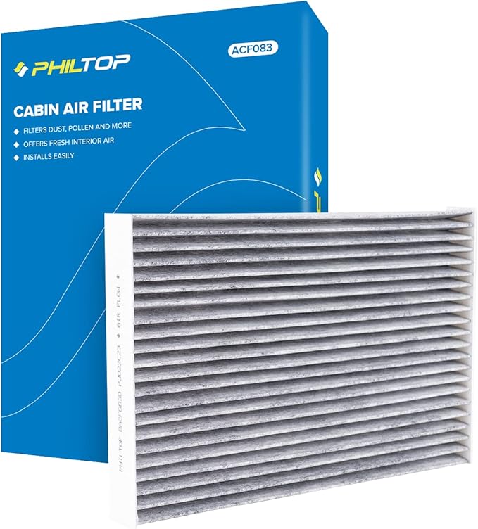 PHILTOP Cabin Air Filter, ACF083 (CF11181) Replacement for XLR 2004-2009, Corvette 2005-2019 Passenger Compartment Air Filter with Activated Carbon, Filter Up Dust Pollen