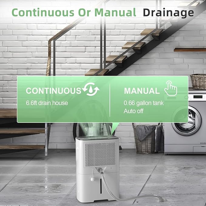 34 Pint Dehumidifiers for Home Basements, with 3 Working Modes, Overflow Protection, and Auto Shut off Restart. Ultra Silent Dehumidifier with Drain Hose, Intelligent Humidity Control