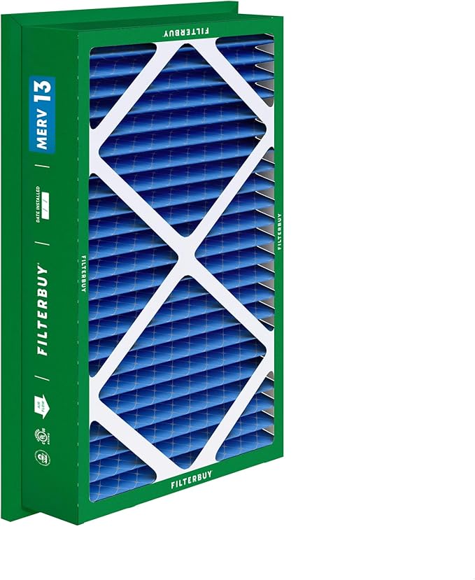 Filterbuy 16x25x5 Air Filter MERV 13 Optimal Defense (2-Pack), Pleated HVAC AC Furnace Air Filters Replacement for Honeywell Return Grille (Actual Size: 14.38 x 23.38 x 3.69 Inches)