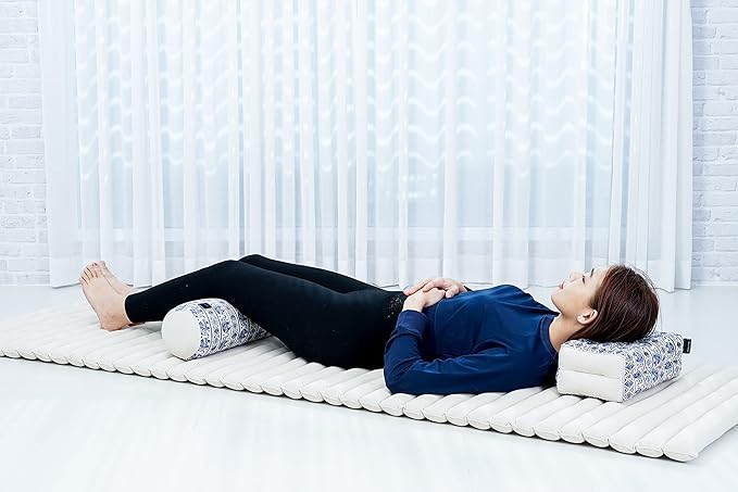 Leewadee Small Yoga Bolster – Shape-Retaining Cervical Neck Roll, Tube Pillow for Comfortable Reading, Kapok Filling, 22 x 6 x 6 inches-FlexoryFit