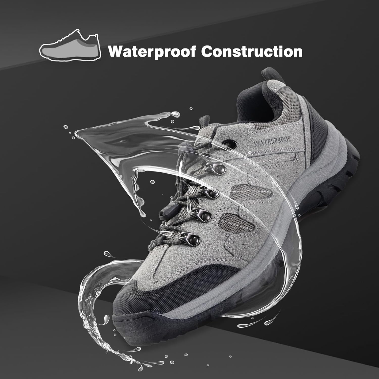 CC-Los Men's Waterproof Hiking Shoes Outdoor Comfortable Trekking Shoe Lightweight Working Sneaker