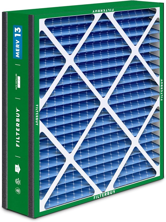 Filterbuy 20x25x5 Air Filter MERV 13 (MPR 1900) Health Defense (2-Pack), Pleated HVAC AC Furnace Filters for Trion Air Bear, Generalaire, Skuttle, and More (Actual Size: 19.63 x 24.13 x 4.88)