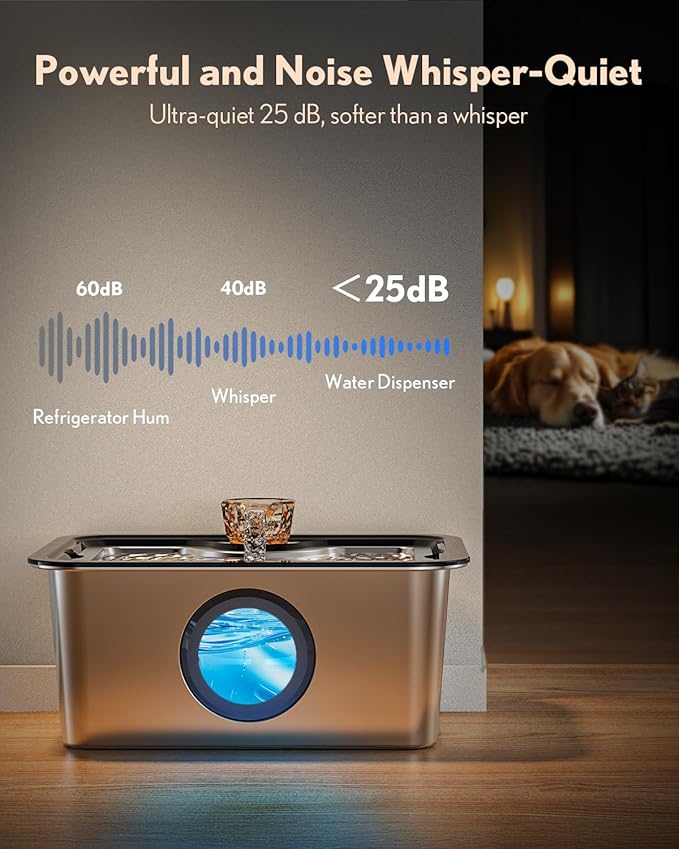Dog Water Fountain for Large Dogs Stainless Steel 3 Gallon 12L Extra Big Pet Water Bowl Dispenser,Cat Drinking Fountains with Filters for Small Medium Large Dogs and Multi-Pet,Ultra-Quiet Pump