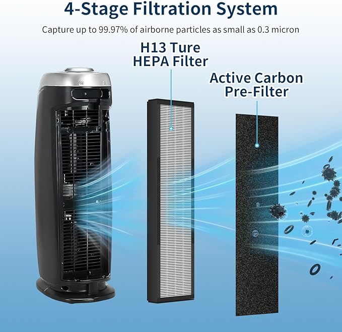 Germ Guardian 2 Pack Smoke Clear Filter Fit for AC4825, AC4300, AC4800, AC4900, AC4850 Air Purifier Replacement