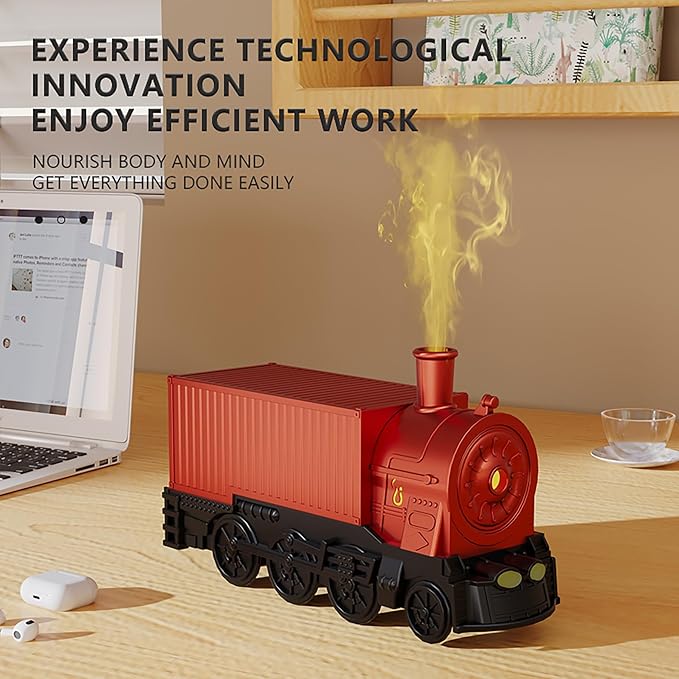 Train Essential Oil Diffuser, 300ml Train Humidifier with Remote Control for Large Room, Aromatherapy Diffuser Cool Mist Humidifier with 7 Light, 2 Mist Mode & Auto Shut-Off for Bedroom