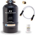 Essential RV Water Softener Portable 16,000 Grain w Custom Hose, Long Lasting for RVers Vanlife, 3/4" Fittings, Softens Hard Water When Traveling or Mobile Spot Reducing Car Washing