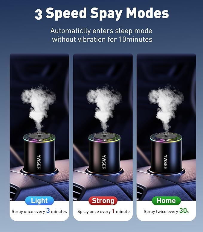 Smart Car Air Freshener, Car Air Freshener Diffuser with Starry Sky Projection and 50ml Perfume, Auto On/Off Intelligent, 3 Mode Adjustable Rechargeable Aroma Diffuser, Ocean