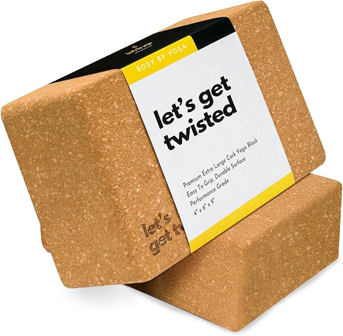 Premium Cork Yoga Blocks - Extra Large Yoga Block 2-Pack or Extra Tall 1-Pack for Inflexible Yogis | Natural, High-Density Cork for Superior Support & Stability | Optional Yoga Strap & Gift Box-FlexoryFit