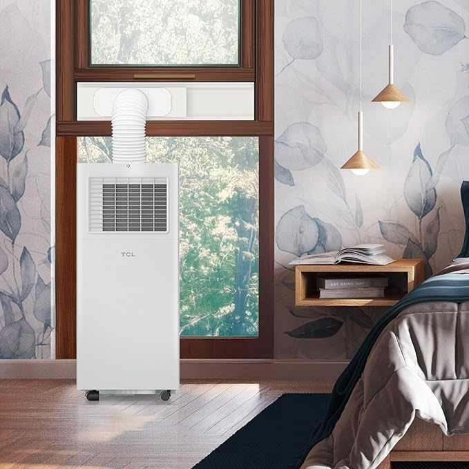 TCL 5,000 BTU Smart Portable Air Conditioner, Fan & Dehumidifier, 150 Sq. Ft., Ultra-Compact Design, Remote Control, Works with Alexa/Google Assistant, Install Kit Included – H5P44W