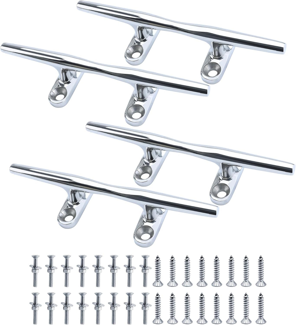 SHENGHUISS Boat Cleat 316 Stainless Steel Open Base Boat Dock Cleats（4"/5"/6"/8"/10"/12"） Silver/Gold for Boat, Dock, Kayaks, Nautical Decor ect