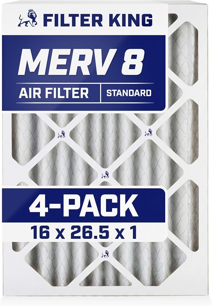 Filter King 16x26.5x1 Air Filter | 4-PACK | MERV 8 HVAC Pleated A/C Furnace by FilterKing