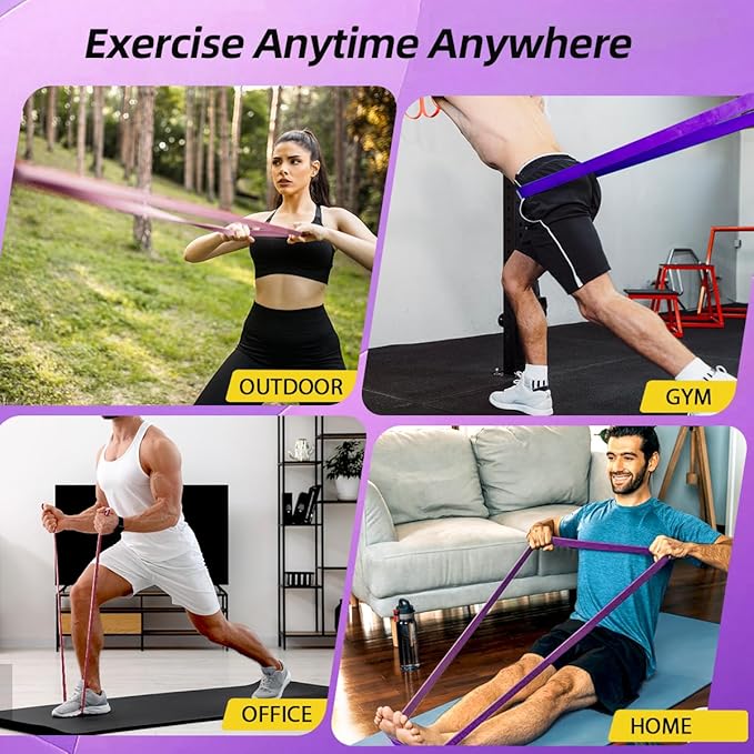 WHATAFIT Resistance Bands, Pull Up Assistance Bands, Exercise Bands, Workout Bands Set for Men and Women Home Fitness, Body Stretching, Strength Training, Physical Therapy-FlexoryFit