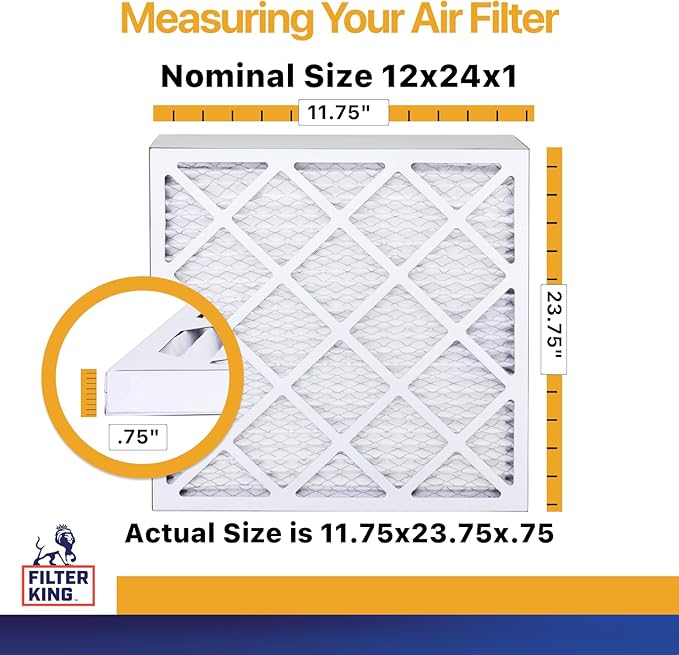 Best 12x24x1 Air Filters | 12 Pack | MERV 13 HVAC Pleated AC Furnace Filters, Protection Against Mold and Pollen, Allergen Reduction, Increases Air Quality | Actual Size (11.8x23.8x1)