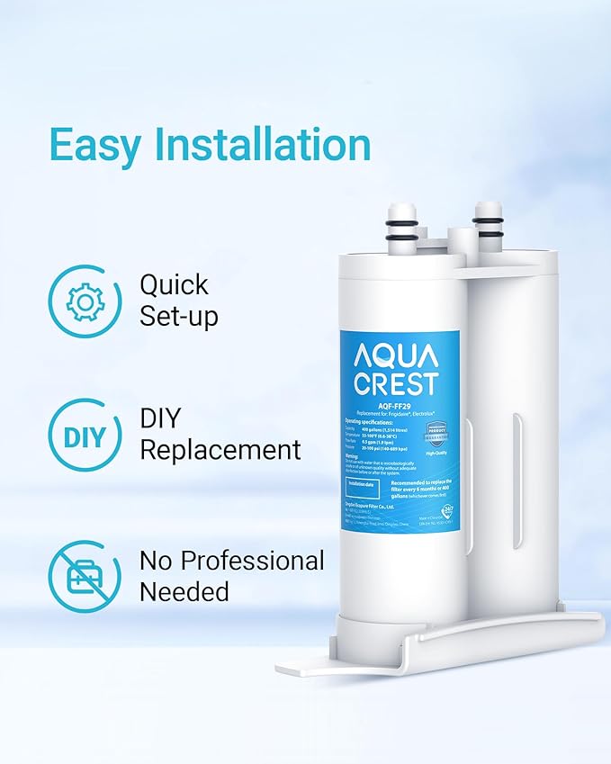 AQUA CREST Replacement for Frigidaire® & Electrolux® WF2CB®, PureSource2®, NGFC 2000, FC100, 1004-42-FA, Kenmore 9916, 469911, 469916 Refrigerator Water Filter, 3 Filters