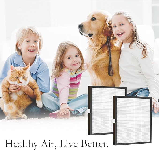 2 Packs KJ217 Air Purifier Filter Compatible with MOOKA H13 HEPA Air Purifier With Auto Mode for Pets, High-Efficiency Activated Carbon Air Filter for Smoke,Wildfire