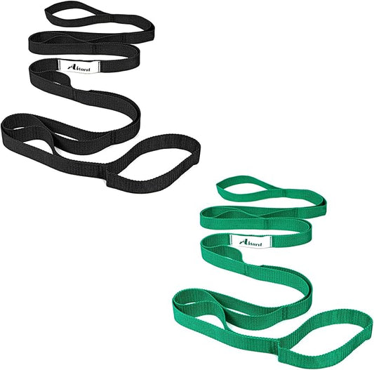 Stretching Strap Yoga Straps for Physical Therapy, 10 Loops Non-Elastic Stretch Band for Pilates, Flexibility, Exercise and Gymnastics-FlexoryFit