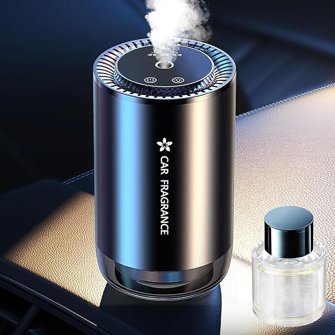 YUENTOEN Car Diffuser, Smart Car Air Freshener, USB Rechargeable Mini Portable Diffuser with 7 LED Color Changing Light and Auto-Off Safety Switch for Car Home Office Bedroom(No Perfume Included)