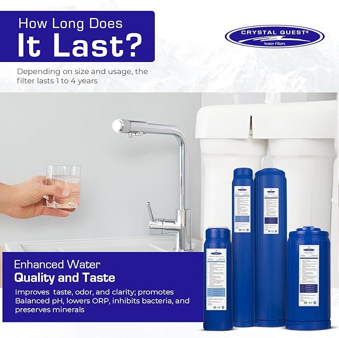 Crystal Quest SMART Replacement Filter | 4-5/8" x 9-3/4" Cartridge | 80,000 Gallons Capacity | Advanced Multistage Filtration