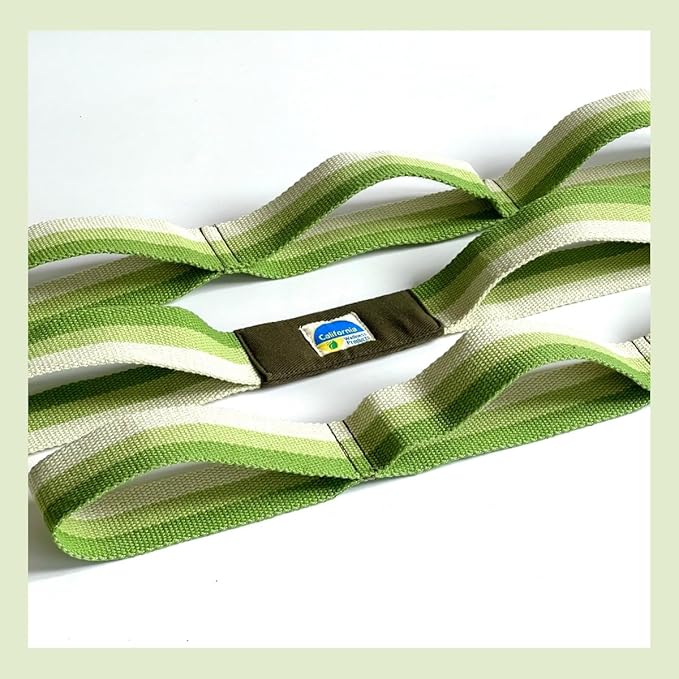 California Yoga Strap | Yoga Belt with Loops | 12 Multi Loop & Non-Elastic | Stretching Strap | Gym Workout & Exercise Bands | Physical Therapy | Improves Sitting Posture for Women & Men-FlexoryFit