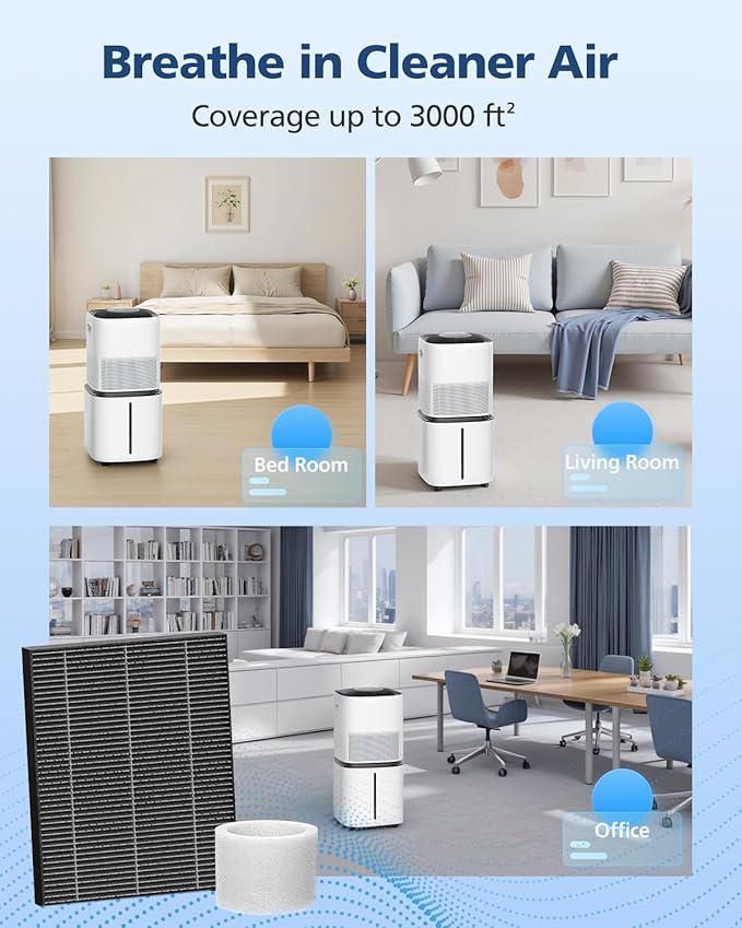 6000S Filters Replacement Compatible with LEVOIT Superior 6000S Smart Evaporative Humidifier, 8 Pack Gray 6000S Wick Filters+ 6 Pack White Top Fill Filters