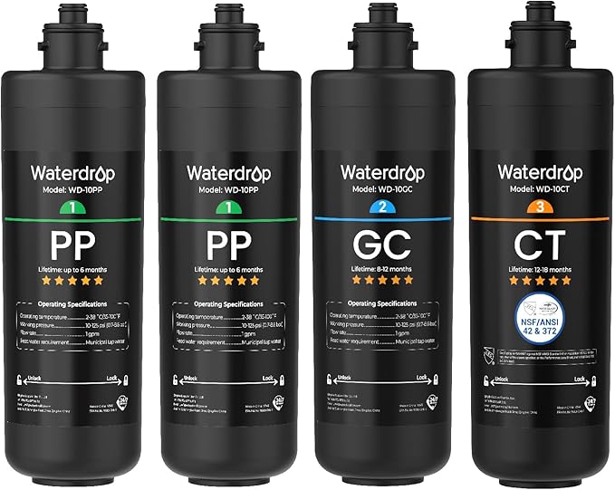 Waterdrop TSA 3-Stage Replacement Water Filter, 1-Year Replacement Pack by Waterdrop