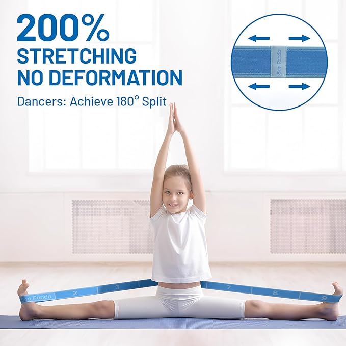 Slim Panda Stretch Strap, Dance Stretch Bands Flexibility, Elastic Yoga Stretching Strap with 9 Loops for Physical Therapy, Pilates, Yoga, Ballet, Gymnastics Stretching Bands for Exercise-FlexoryFit
