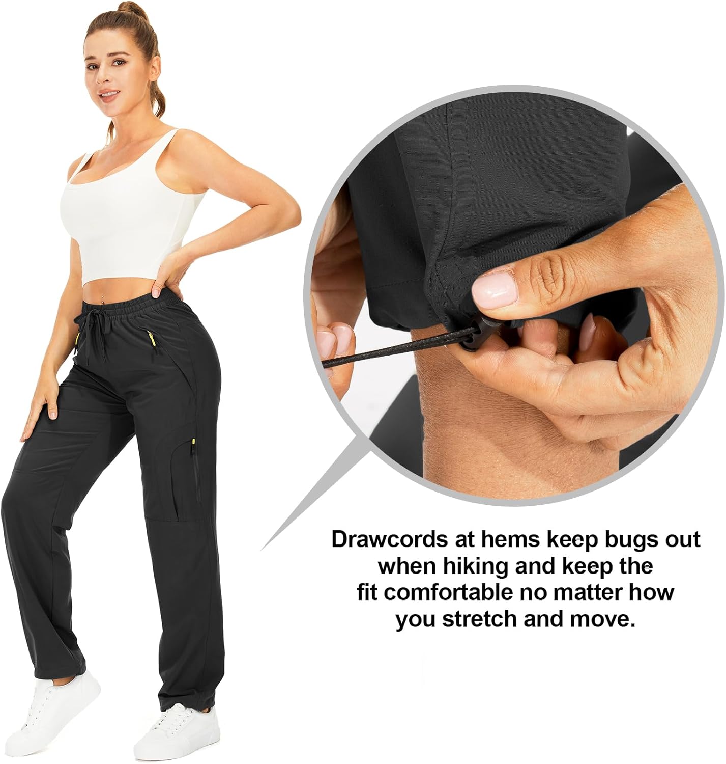 Womens Hiking Pants Quick Dry UPF 50 Lightweight Travel Golf Cargo Safari Pants Zipper Pockets