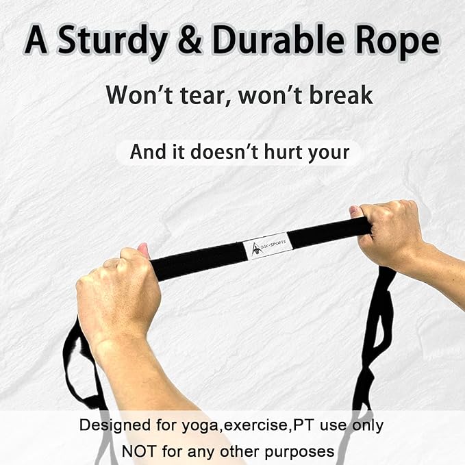 Stretching Strap Yoga Strap with Loops, Stretch Straps for Physical Therapy, Non-Elastic Exercise Strap for Pilates, Dance and Gymnastics with Workout Guide-FlexoryFit