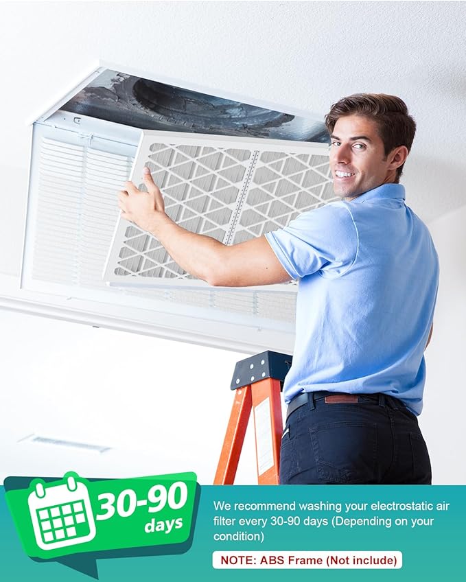 14x30x1 Air Filter Refills, 4 Pack MERV 8 Refills Only for AErovivo Reusable ABS Frame (Not Included)