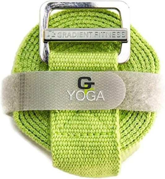 Gradient Fitness Yoga Strap, Friction-Less Easy-Feed Buckle, Super Soft Cotton/Polyester Blend Webbing, Free eGuide. (8 Feet)-FlexoryFit
