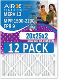 20x25x2 Air Filter MERV 13 Rating, 12 Pack of Furnace Filters Comparable to MPR by AIRXFILTERSWICKEDCLEANAIR