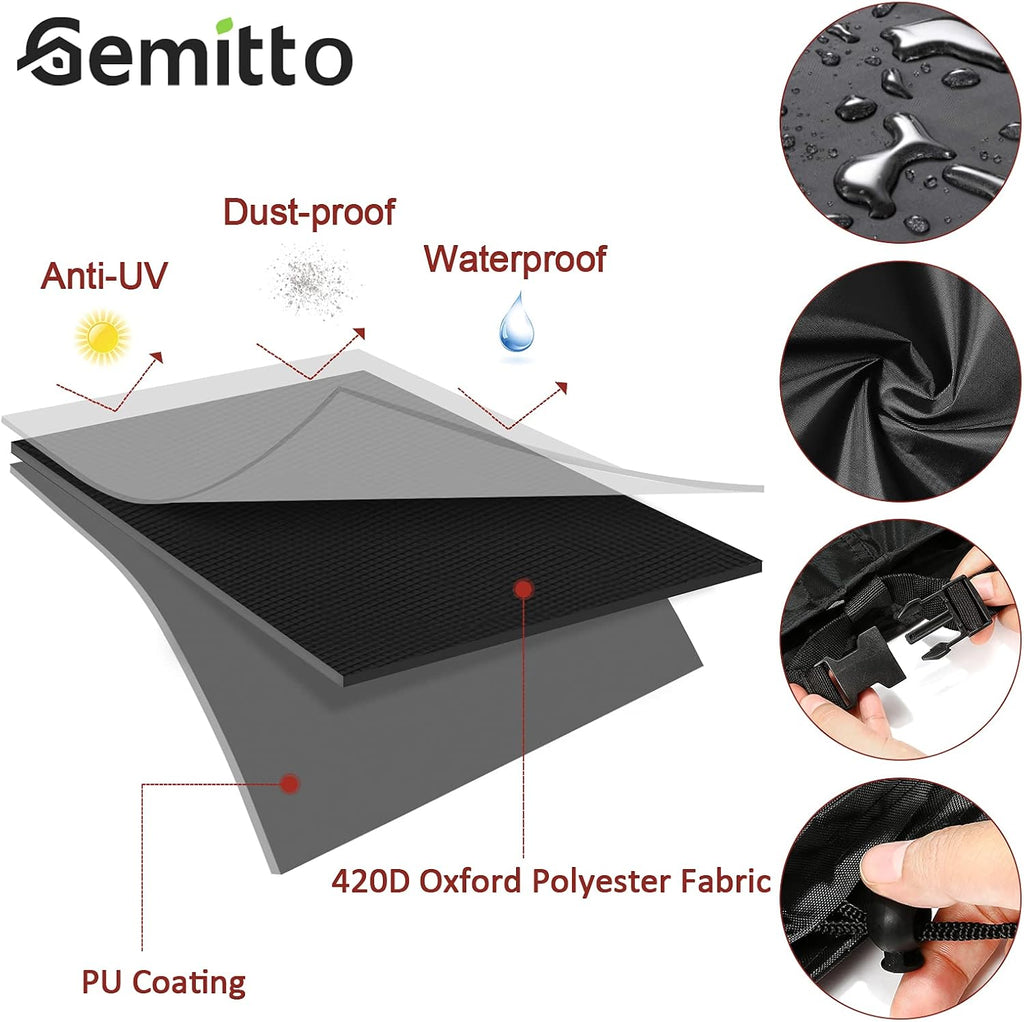 GEMITTO 7/8/9 ft Pool Table Cover, Waterproof Billiard Cover Polyester Fabric for Snooker Billiard Table (102x53x32in) Black